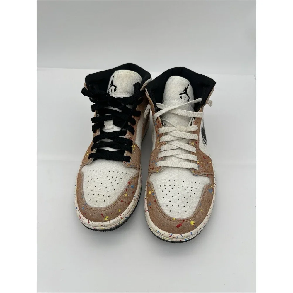 Air Jordan 1 Mid SE 'Brushstroke Paint Splatter DA8005 100 SZ 7.5 EUC